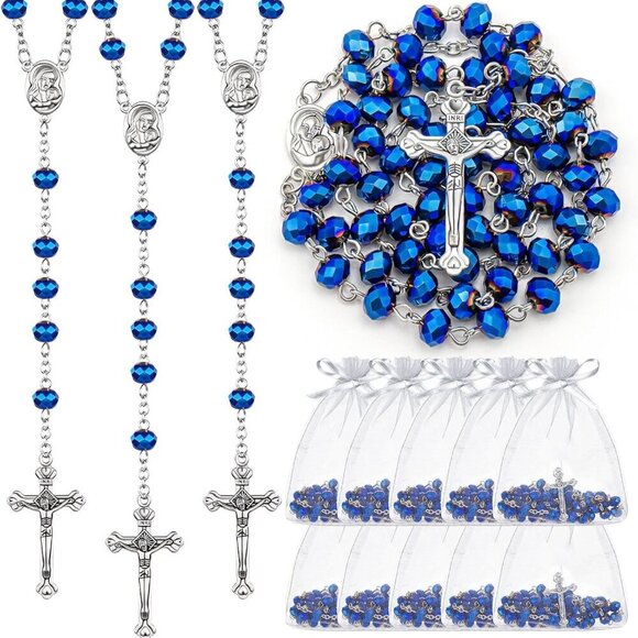 Jewelry - 12 Pcs Catholic Rosary Beads Necklace with Cross Prayer Gifts with Organza Bags